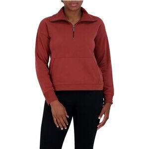 Gaiam Quarter Zip Fleece Sweatshirt Women's Rust Half-Zip Pullover